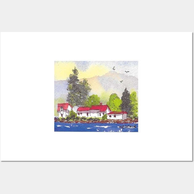 Alton Bay New Hampshire Island Cottages on Lake Winnipesaukee Wall Art by ROSEANN MESERVE 